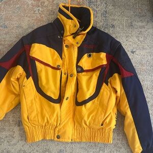 Spyder Women's Yellow and Navy Ski Jacket vintage